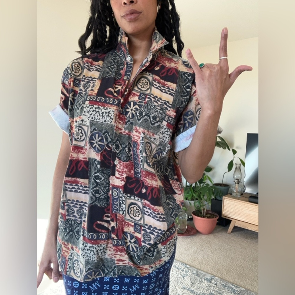 Vintage 90s tribal button down shirt